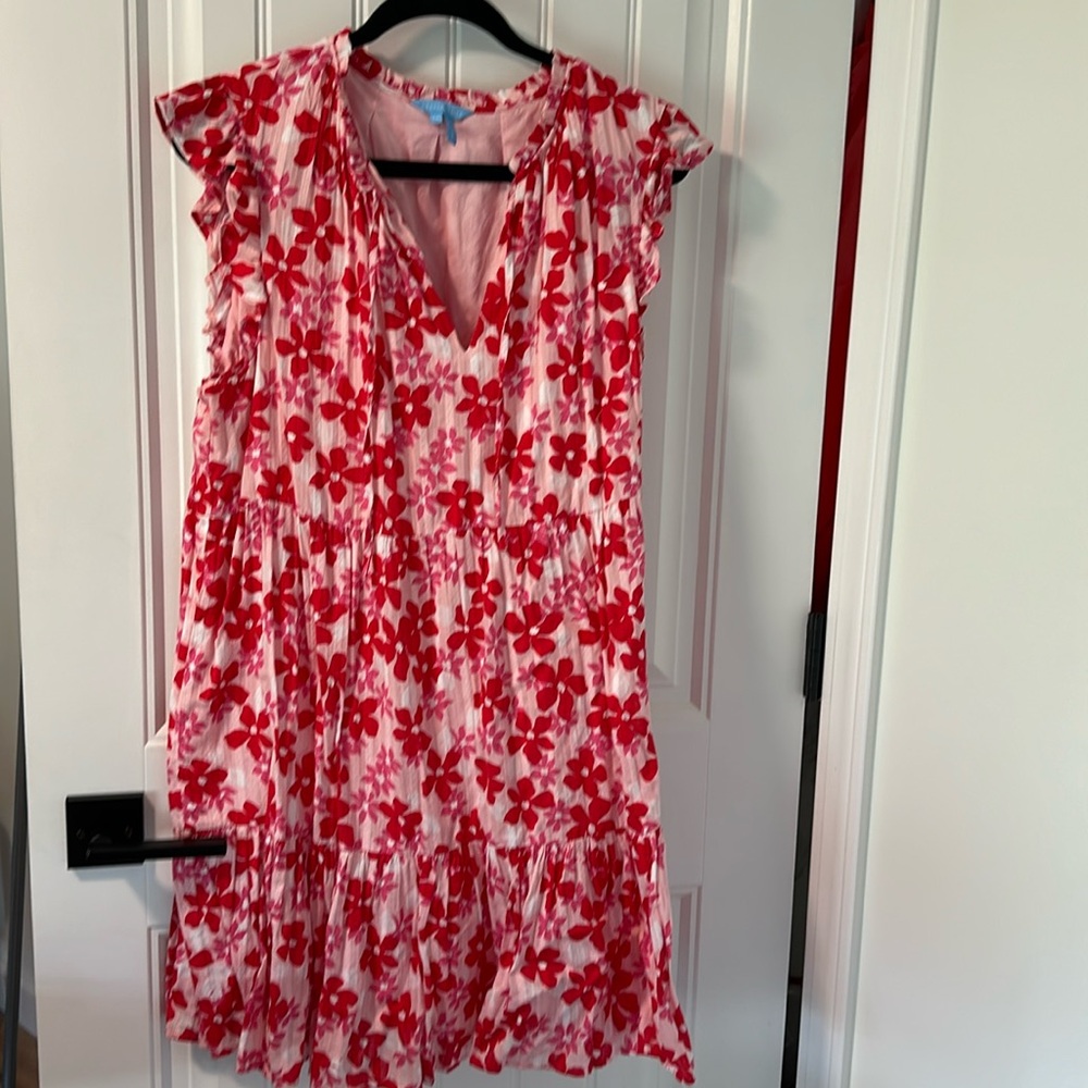 Draper James Pink and Red Floral Tiered Dress